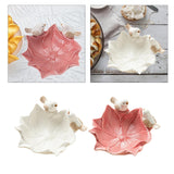Maxbell Ceramic Flower Shaped Ring Trinket Tray Business Cards Holder for Room Decor White