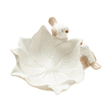 Maxbell Ceramic Flower Shaped Ring Trinket Tray Business Cards Holder for Room Decor White