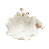 Maxbell Ceramic Flower Shaped Ring Trinket Tray Business Cards Holder for Room Decor White