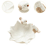 Maxbell Ceramic Flower Shaped Ring Trinket Tray Business Cards Holder for Room Decor White
