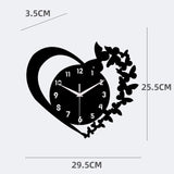 Maxbell Maxbell Heart Butterfly Clock Creative Acrylic Wall Clock for Living Room Study Home