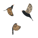 Maxbell Maxbell 3x Wood Flying Birds Wall Decor Folk Art Wall Decor for Hotel  Black