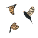 Maxbell Maxbell 3x Wood Flying Birds Wall Decor Folk Art Wall Decor for Hotel  Black