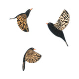 Maxbell Maxbell 3x Wood Flying Birds Wall Decor Folk Art Wall Decor for Hotel  Black