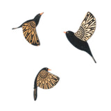 Maxbell Maxbell 3x Wood Flying Birds Wall Decor Folk Art Wall Decor for Hotel  Black