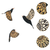 Maxbell Maxbell 3x Wood Flying Birds Wall Decor Folk Art Wall Decor for Hotel  Black
