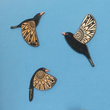 Maxbell Maxbell 3x Wood Flying Birds Wall Decor Folk Art Wall Decor for Hotel  Black