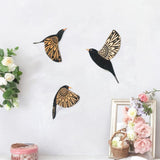 Maxbell Maxbell 3x Wood Flying Birds Wall Decor Folk Art Wall Decor for Hotel  Black