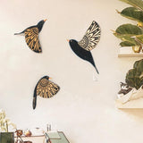 Maxbell Maxbell 3x Wood Flying Birds Wall Decor Folk Art Wall Decor for Hotel  Black