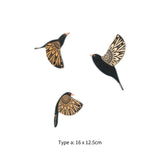 Maxbell Maxbell 3x Wood Flying Birds Wall Decor Folk Art Wall Decor for Hotel  Black