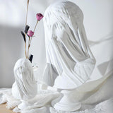 Veiled Female Bust Statue Sculpture Decor Nordic Goddess Statue for Cabinets L