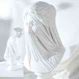 Veiled Female Bust Statue Sculpture Decor Nordic Goddess Statue for Cabinets L