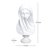 Veiled Female Bust Statue Sculpture Decor Nordic Goddess Statue for Cabinets L