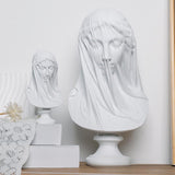 Veiled Female Bust Statue Sculpture Decor Nordic Goddess Statue for Cabinets L