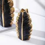Maxbell Maxbell Ceramic Flower Vase Gift Desk Decorative Plant Pot for Shelf Office Entryway Gold and Black
