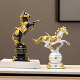 Maxbell Maxbell Resin Statue Figure Standing Horse Figurine Business Office Animal Sculpture White