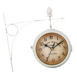 Maxbell Maxbell Wall Clock 8.58inch Metal Round Double Sided for Kitchen Room Outdoor White