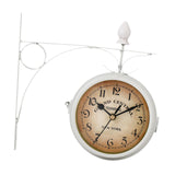 Maxbell Maxbell Wall Clock 8.58inch Metal Round Double Sided for Kitchen Room Outdoor White
