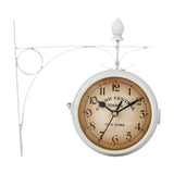 Maxbell Maxbell Wall Clock 8.58inch Metal Round Double Sided for Kitchen Room Outdoor White