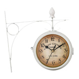 Maxbell Maxbell Wall Clock 8.58inch Metal Round Double Sided for Kitchen Room Outdoor White