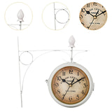 Maxbell Maxbell Wall Clock 8.58inch Metal Round Double Sided for Kitchen Room Outdoor White