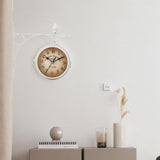Maxbell Maxbell Wall Clock 8.58inch Metal Round Double Sided for Kitchen Room Outdoor White