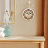 Maxbell Maxbell Wall Clock 8.58inch Metal Round Double Sided for Kitchen Room Outdoor White