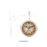 Maxbell Maxbell Wall Clock 8.58inch Metal Round Double Sided for Kitchen Room Outdoor White