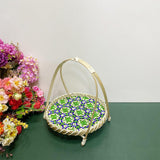 Maxbell Maxbell Handwoven Fruit Basket Rustic Handmade Food Storage Basket for Wedding Table Green
