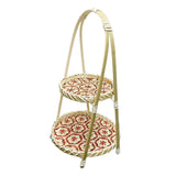 Maxbell Maxbell Handwoven Fruit Basket Rustic Handmade Food Storage Basket for Wedding Table 2 Layer Red