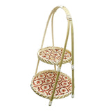 Maxbell Maxbell Handwoven Fruit Basket Rustic Handmade Food Storage Basket for Wedding Table 2 Layer Red