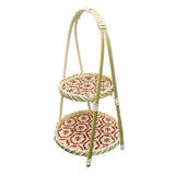 Maxbell Maxbell Handwoven Fruit Basket Rustic Handmade Food Storage Basket for Wedding Table 2 Layer Red
