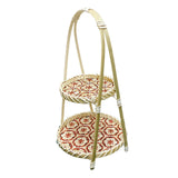 Maxbell Maxbell Handwoven Fruit Basket Rustic Handmade Food Storage Basket for Wedding Table 2 Layer Red