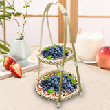 Maxbell Maxbell Handwoven Fruit Basket Rustic Handmade Food Storage Basket for Wedding Table 2 Layer Red