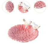 Maxbell 5inch Circular Ceramic Ring Trinket Tray with 2 Birds Statues for Room Decor Pink