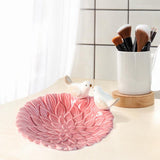 Maxbell 5inch Circular Ceramic Ring Trinket Tray with 2 Birds Statues for Room Decor Pink
