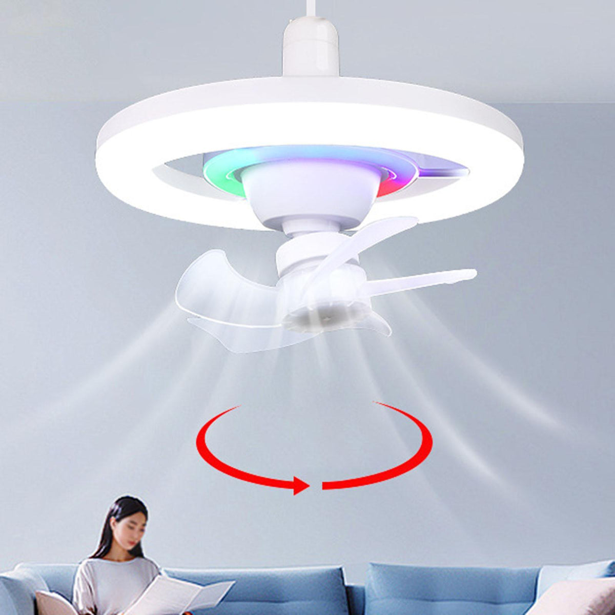 Maxbell Maxbell Ceiling Fan with Light 16 Colors RGB Fan Lamp for Kitchen Office Dining Room