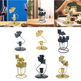 Iron Taper Candle Holder with Ginkgo Leaf Sculpture for Wedding Dining Table Black 1 Cup 1 Leaf