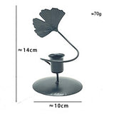 Iron Taper Candle Holder with Ginkgo Leaf Sculpture for Wedding Dining Table Black 1 Cup 1 Leaf