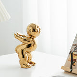 Maxbell Maxbell Ceramic Abstract Art Figure Bookend for Holding Books, Movies, , Video Games