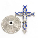 Maxbell Maxbell Standing Cross Figurine Religious Sculpture for Indoor Thanksgiving Entrance Silver Blue