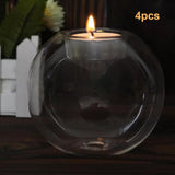 Maxbell Maxbell 4Pcs Glass Candle Holder Tealight Candle Holder for Bar Cafe Thanksgiving