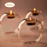 Maxbell Maxbell 4Pcs Glass Candle Holder Tealight Candle Holder for Bar Cafe Thanksgiving