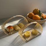 Bamboo Basket Decorative Display Basket for Picnic Cafe Kitchen Organization M