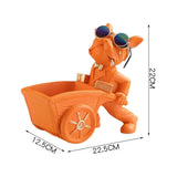 Dog Statue with Storage Tray Figurine for TV Cabinet Desktop Living Room Orange