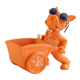 Dog Statue with Storage Tray Figurine for TV Cabinet Desktop Living Room Orange