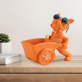 Dog Statue with Storage Tray Figurine for TV Cabinet Desktop Living Room Orange