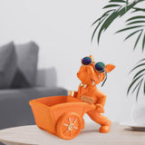 Dog Statue with Storage Tray Figurine for TV Cabinet Desktop Living Room Orange