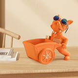 Dog Statue with Storage Tray Figurine for TV Cabinet Desktop Living Room Orange