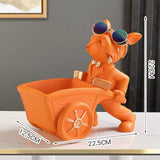 Dog Statue with Storage Tray Figurine for TV Cabinet Desktop Living Room Orange